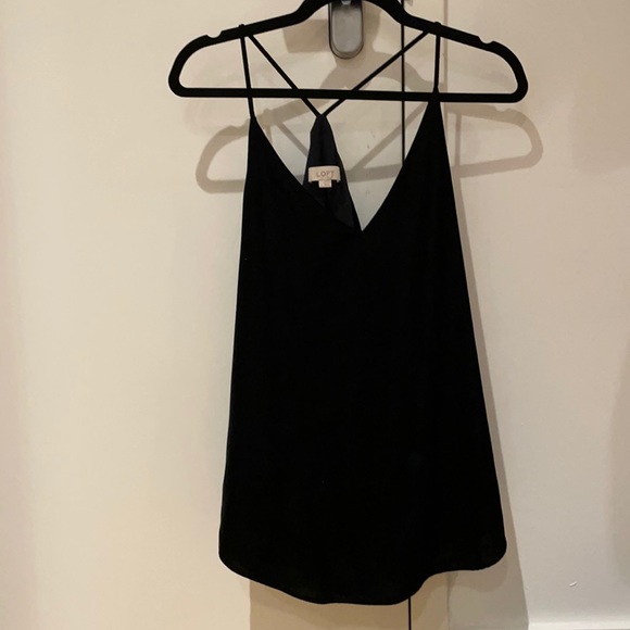 LOFT Black Velvet Spaghetti Strap Tank Top - Picture 3 of 7